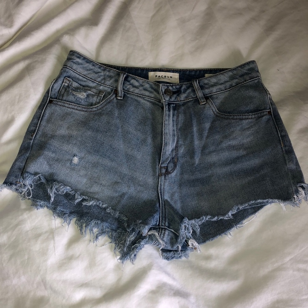 High rise denim shorts